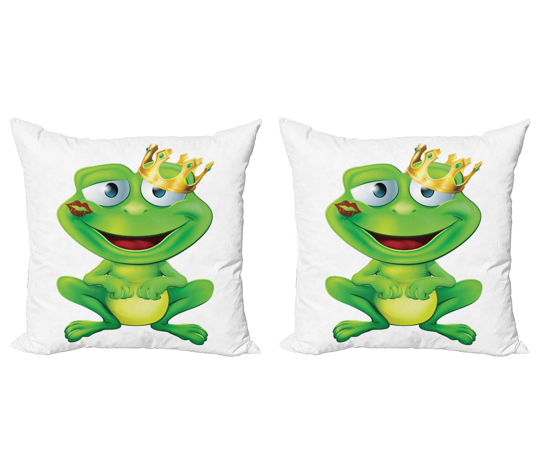 Dekokissen Kissenbezug, Crown Frog Prince, Bunt, Mehrfarbig