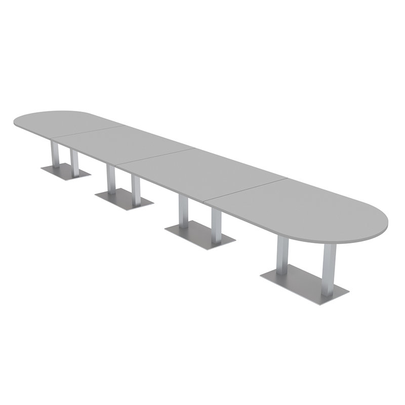 Table de conférence Racetrack, L 240 po x l 48 po, Brouillard gris, Noir mat