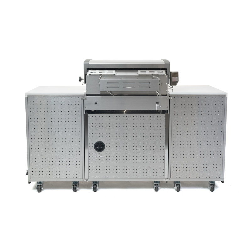 Mont Alpi 5-burner Compact Black Stainless Steel Outdoor Kitchen Island Gas Grill + Fridge Cabinet