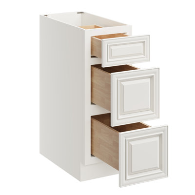 CASAINC W12" X H34.5" X D24" Kitchen Cabinet Floor Base Cabinet With 3 Drawers
