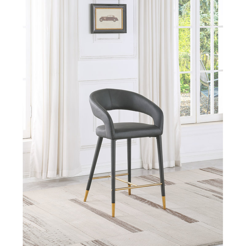 Tabouret de comptoir 26,5 po Destiny, Cuir végane, Gris