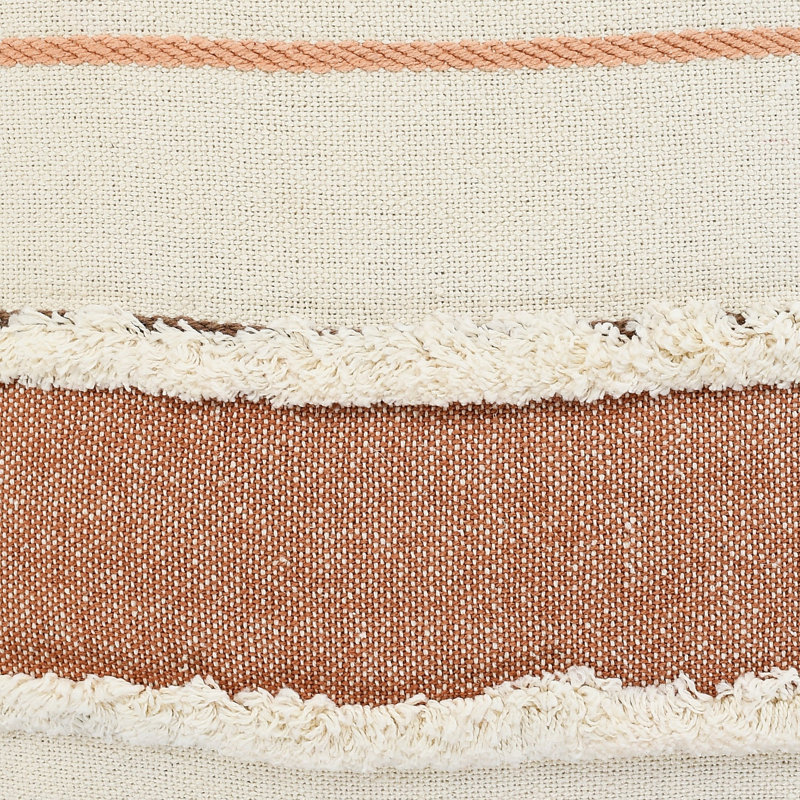 Coussin décoratif à rayures 100% coton Contemporary, Housse de coussin seulement - sans coussin, Café / brun / blanc, Carrée