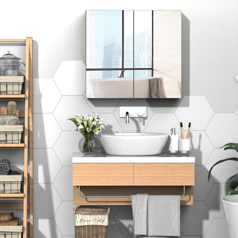 Rangement mural pour salle de bain, H 21,76 po x l 23,76 po x P 4,67 po