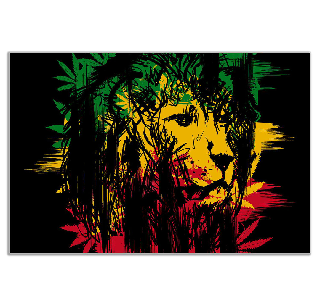 Rasta Lion Jamaican Dreadlocks - Wrapped Canvas Print