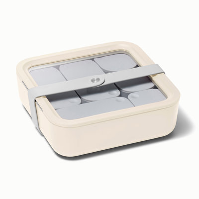 Caraway Contenant alimentaire en verre 10 tasses carré avec couvercle, crème