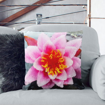 Pink Water Lily Flower Vol.4 Painting Square Throw Cushion