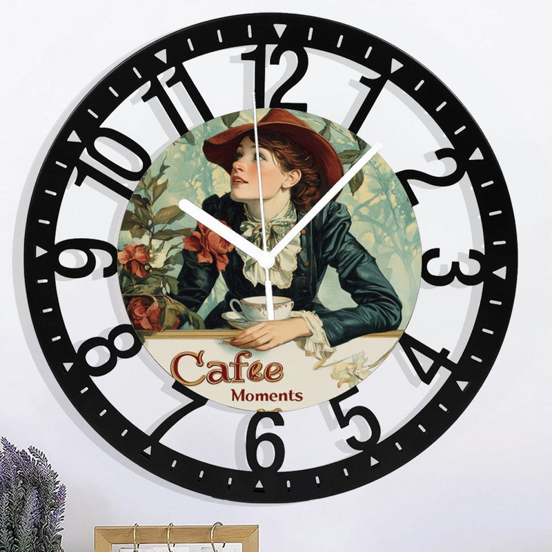 Horloge murale en métal pour le salon -10 "Cafee Moments