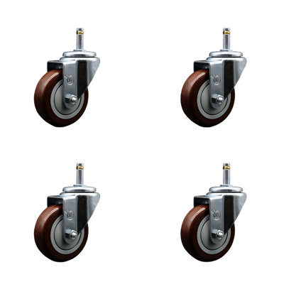 urethane Swivel Grip Ring Stem Caster Set