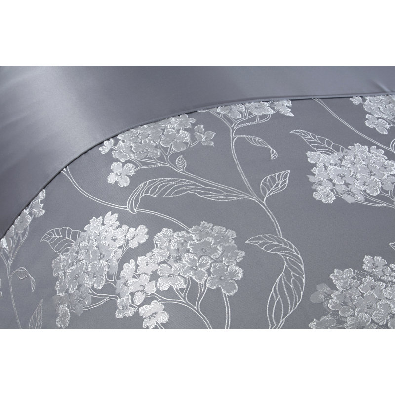 Blossom Satin Floral Bedding with Pillowcases, Super King, Silver
