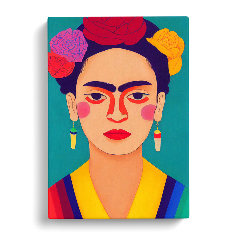 Frida Kahlo Block Colour - Wrapped Canvas, 76cm H x 50cm W x 3cm D
