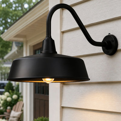 Bechard Black Finish Dusk To Dawn Outdoor Wall Barn Light