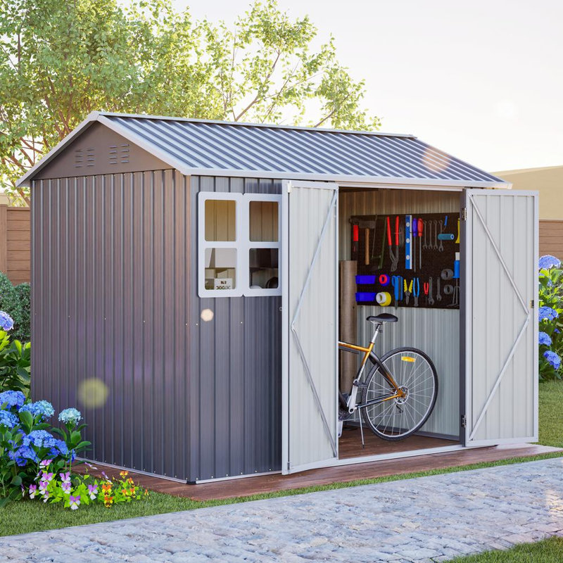 Storage Shed with Window for Garden, Patio, Backyard, Lawn, 79" H x 99" W x 71" D