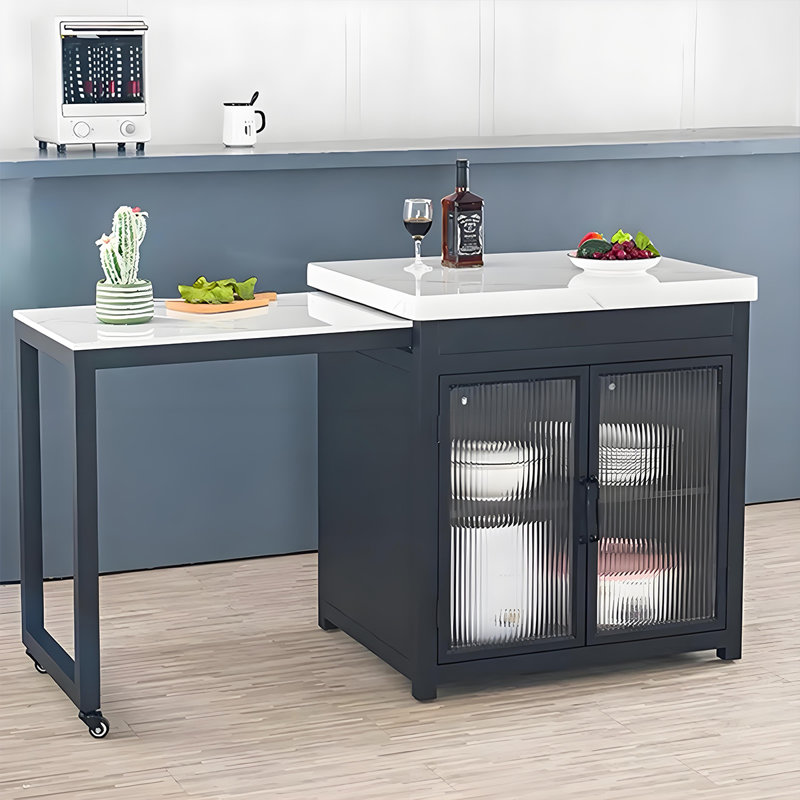 58.27"Open kitchen marble extendable island dining table