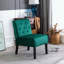 Ensemble de 2 chaises en velours sans accoudoirs - Vert - capitonné à boutons - Pieds effilés en bois-1723776319