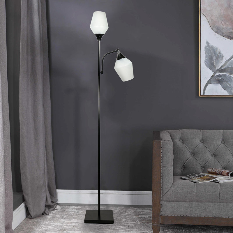 71.5" Black Metal Tree Floor Lamp
