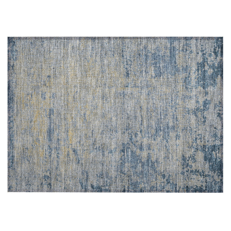 Machine Washable Indoor/Outdoor Xhevrie Navy Rug, Rectangle 1'8" x 2'6"