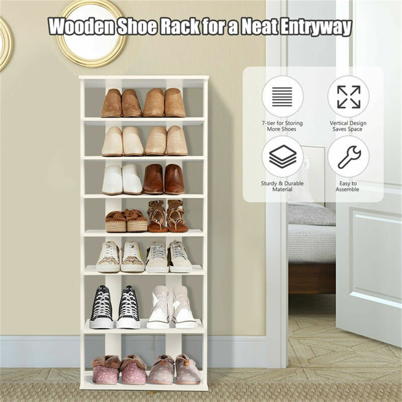 14 Pair Shoe Rack, White