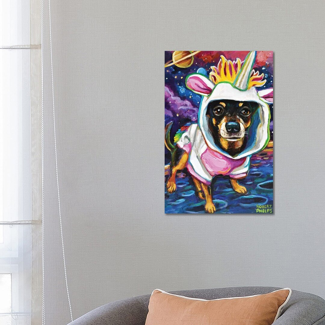 Chihuahua In Space von Robert Phelps - Galerie-verpackte Leinwand Giclée