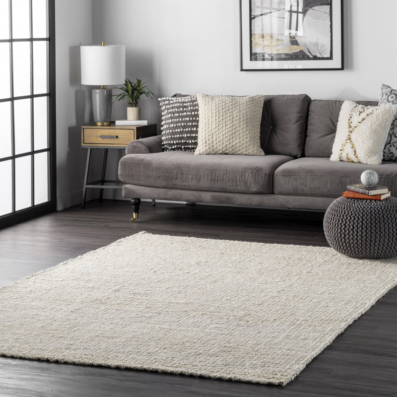 Tapis touffeté à la main en jute / sisal blanc cassé Whalan, Rectangle 6 pi x 9 pi