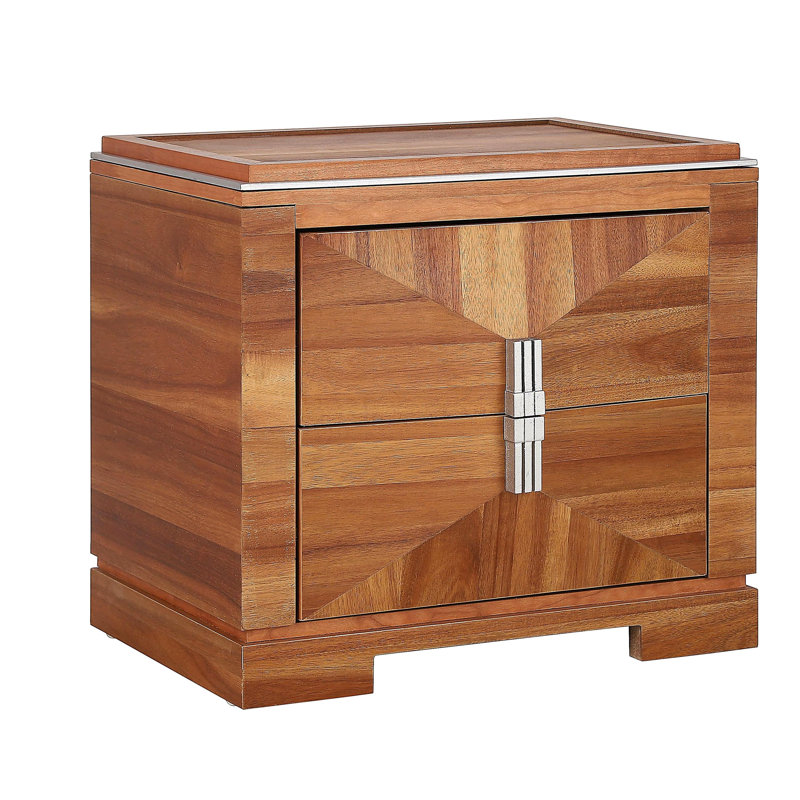 Table de chevet Mid-Century moderne, canapé à 2 tiroirs, table de bout en bois avec rangement en forme de losange