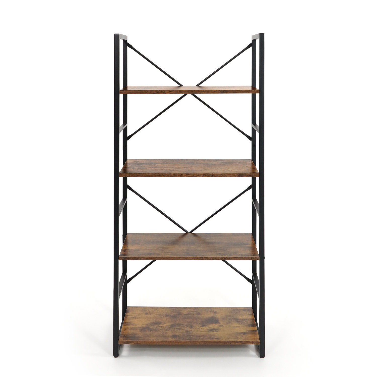 4 Shelf Ladder Bookshelf-Free Standing Wooden Tiered Bookcase, X