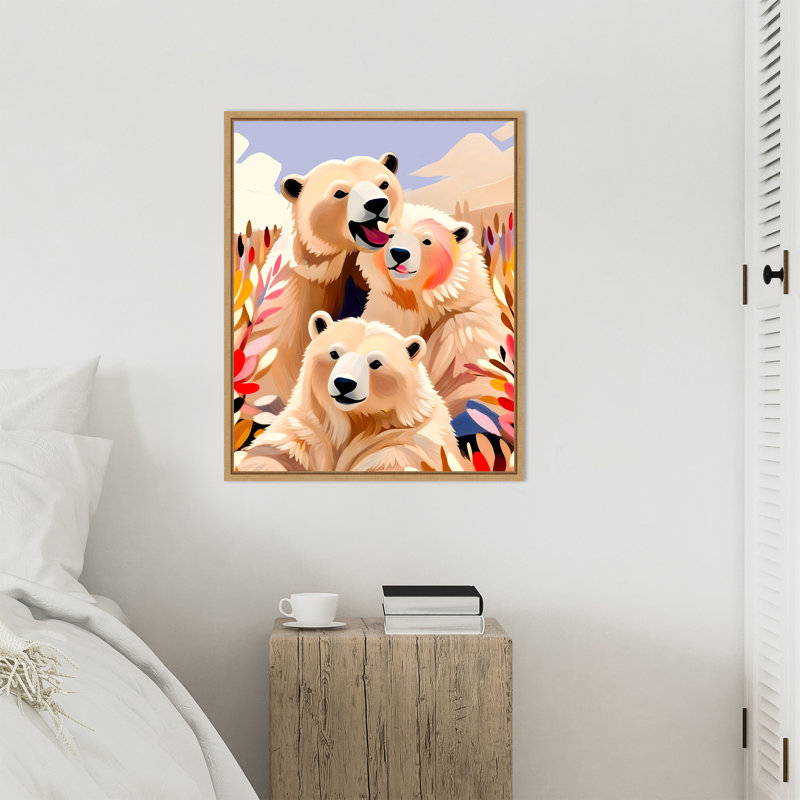 «Polar Bears» par Maupin, reproduction d'art sur toile encadrée, H 28 po x l 23 po