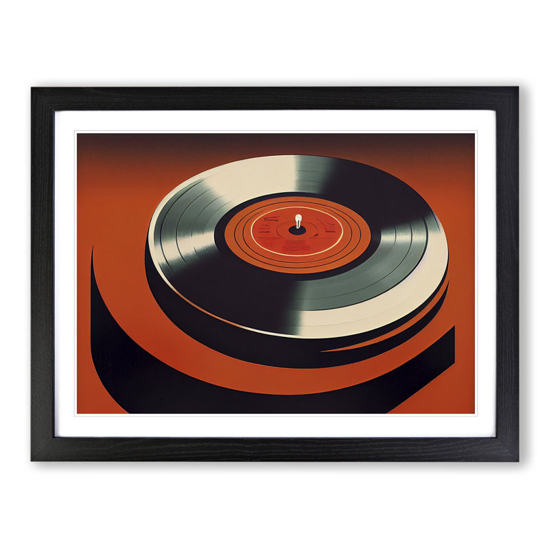 Sublime Vinyl Record Art Abstract - Single Picture Frame Print, Black Framed, 46cm H x 64cm W x 2cm D