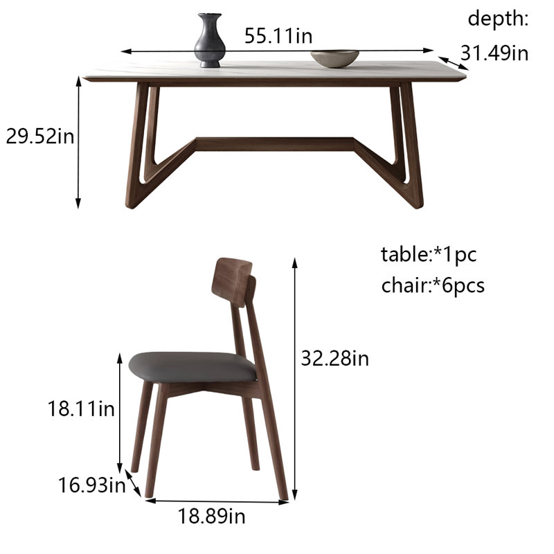 Ensemble de table et chaises Art Rock, H 29,52 po x L 55,11 po x l 31,49 po