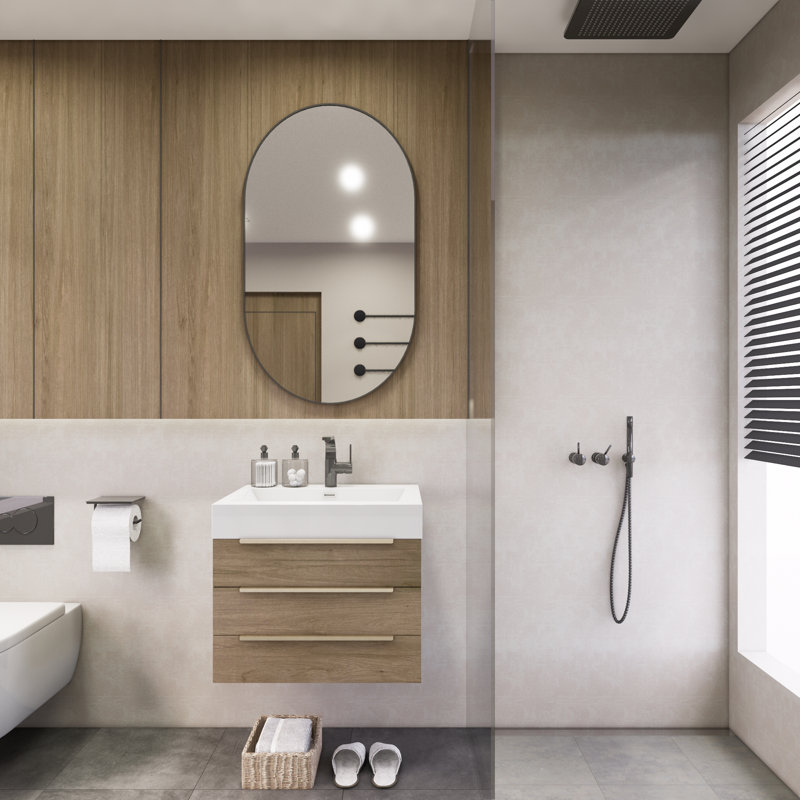 Meuble-lavabo mural simple 24 po Marizol, Chêne clair