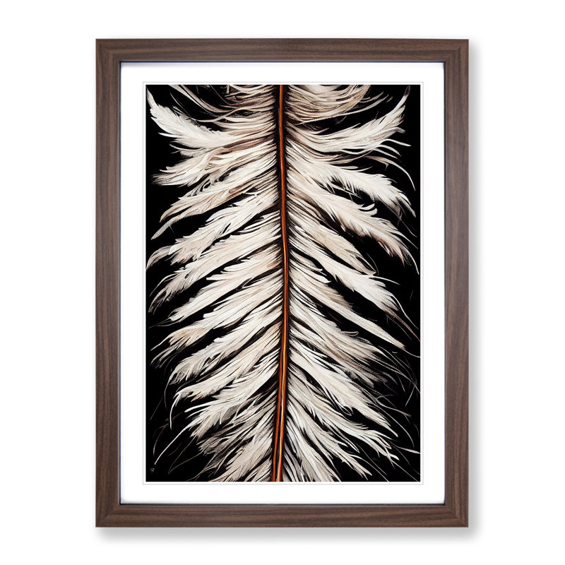 XV1022-5236X Winter Feather - Single Picture Frame Print, 64cm H x 46cm W, Walnut Framed