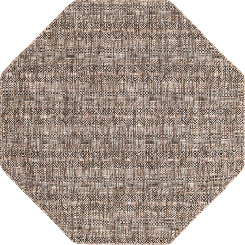 Hewitt Striped Indoor / Outdoor Rug, Octagon 5'3" x 5'3"