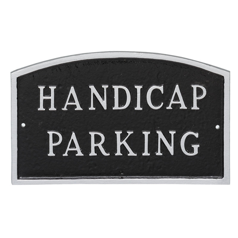 Plaque de jardin de l’état du parking handicap, Noir / argent, H 10 po x l 15 po x P 0,25 po