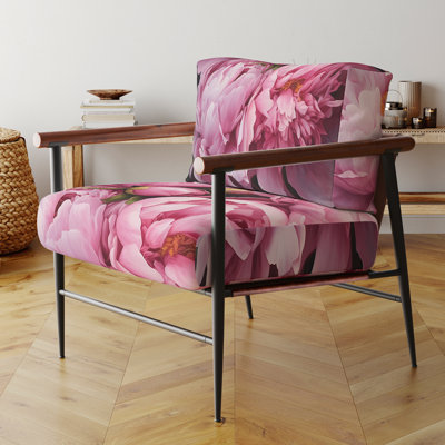 Chaise d'appoint rembourrée rose et vert pivoine captivante II