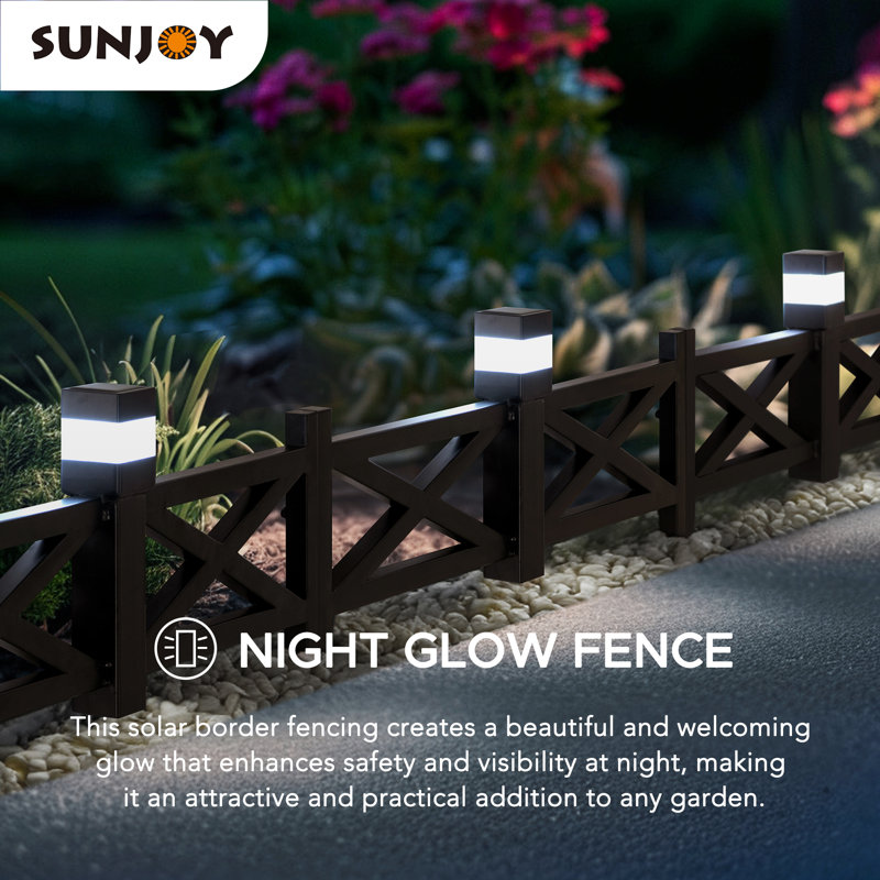 Brown Metal Lattice Garden Fence with Solar LED Lights