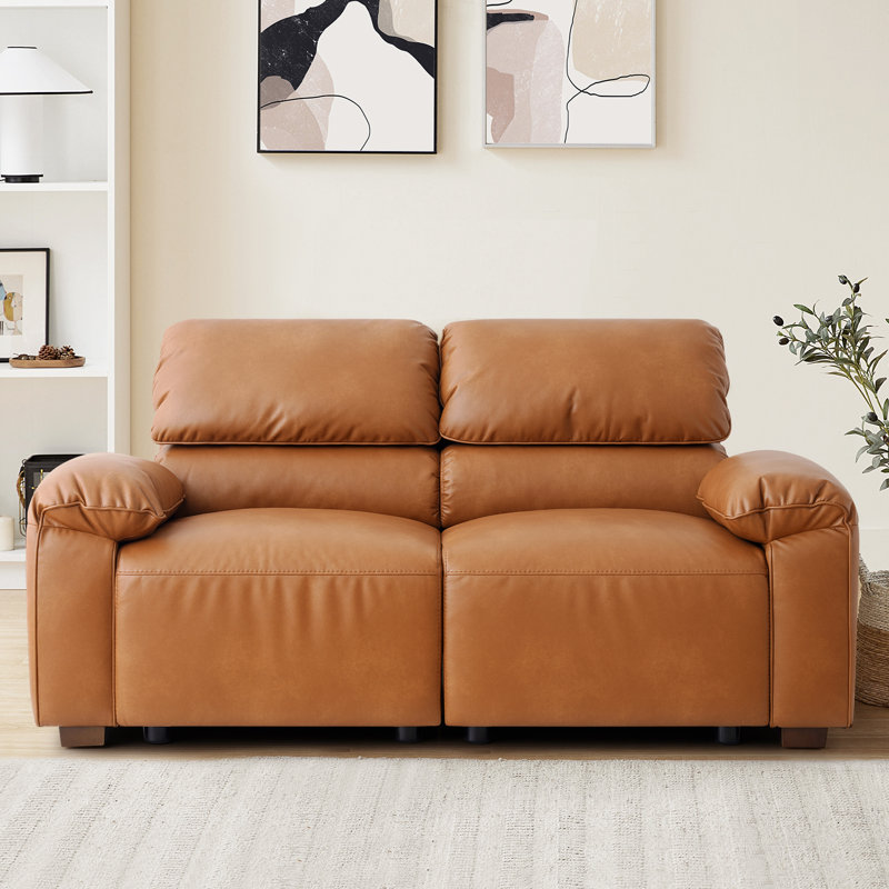 Latitude Run® 2/3 Seater Modern Modular Sofas Oversized Couch,  PU Faux Leather Sofa with Extra Deep Seats Wide Arm Comfy Upholstery For Living Room, and Office, Easy Assembly