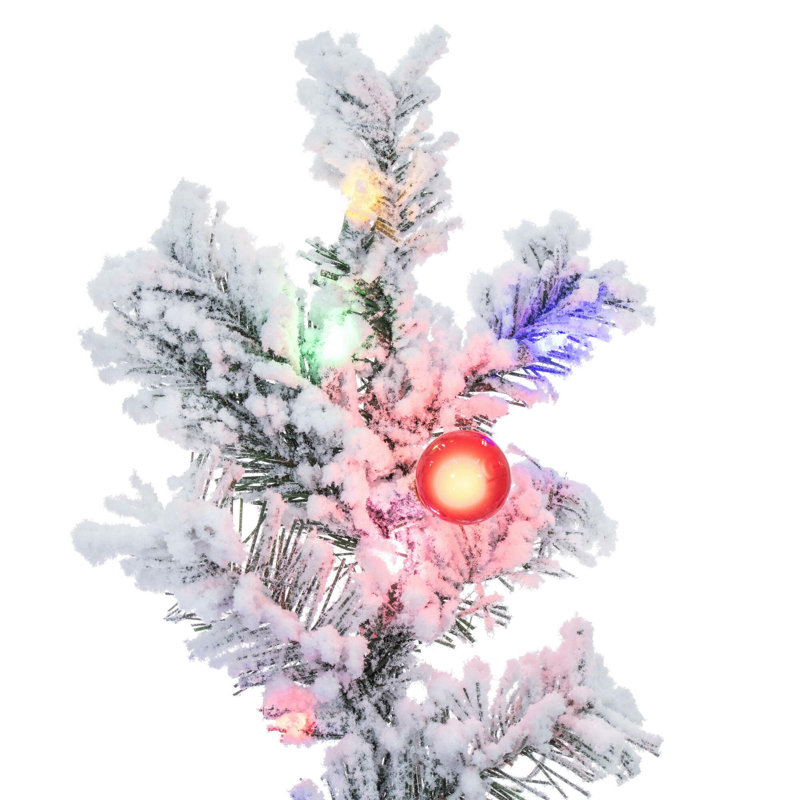 Vickerman 7.5' x 48" Flocked Slim Alaskan Artificial Unlit Christmas Tree with 1088 FlockedClassic PVC Tipsand Folding Metal Tree Stand. Assembly is required.