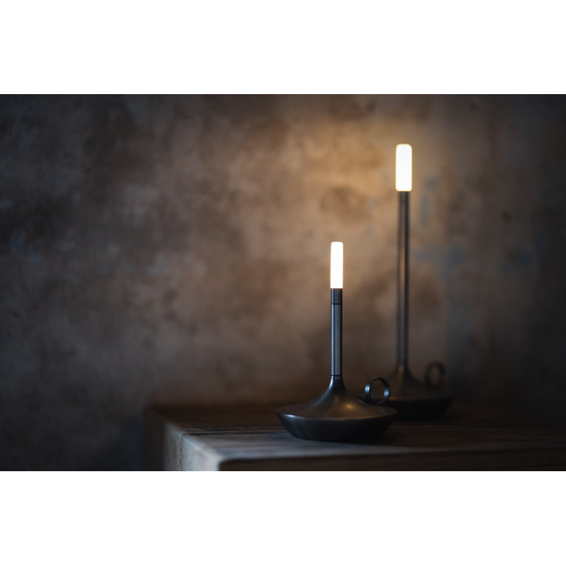 Candle-Inspired Portable Rechargeable Lamp - Wick, Graphite, 6.5" H x 4.7" W x 4.7" D