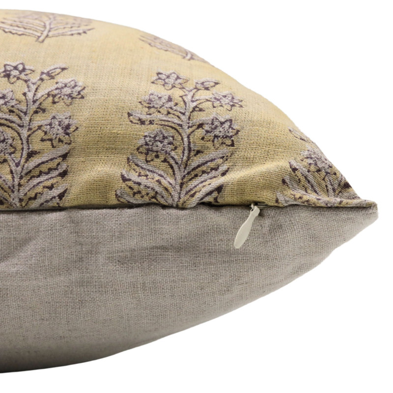 Housse de coussin d'intérieur / extérieur Floral Linen, H 16 po x l 16 po, Moutarde à motif floral, Carré