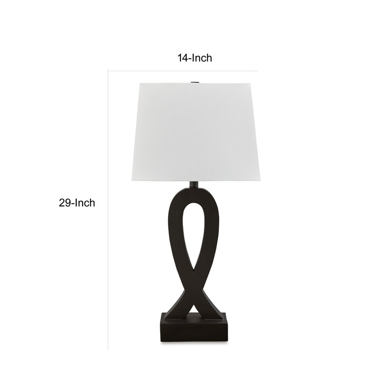 29 Inch Table Lamp Set Of 2, Black Sculptural Solid Base, Empire Hardback