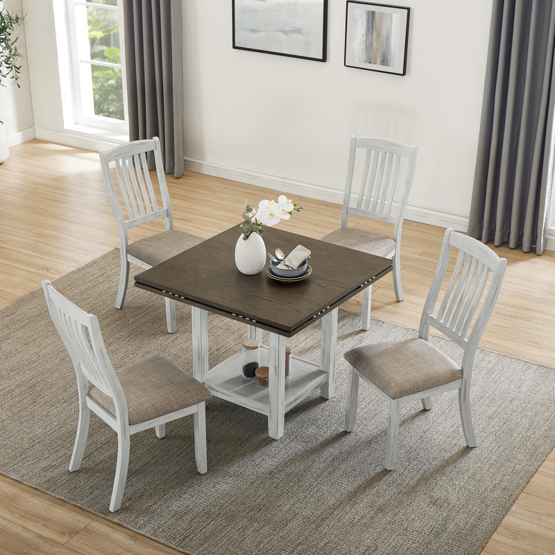 Table pliante multifonctionnelle avec rangement, pouvant accueillir 4 personnes, et bois massif, espace de rangement au design élégant pour un agencement de couleur brun blanc