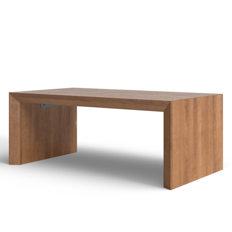Natural Brown Wood Veneer Rectangular Cocktail Table
