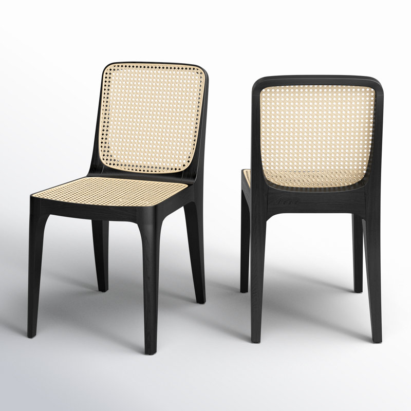 Chaise en rotin, Noir/naturel