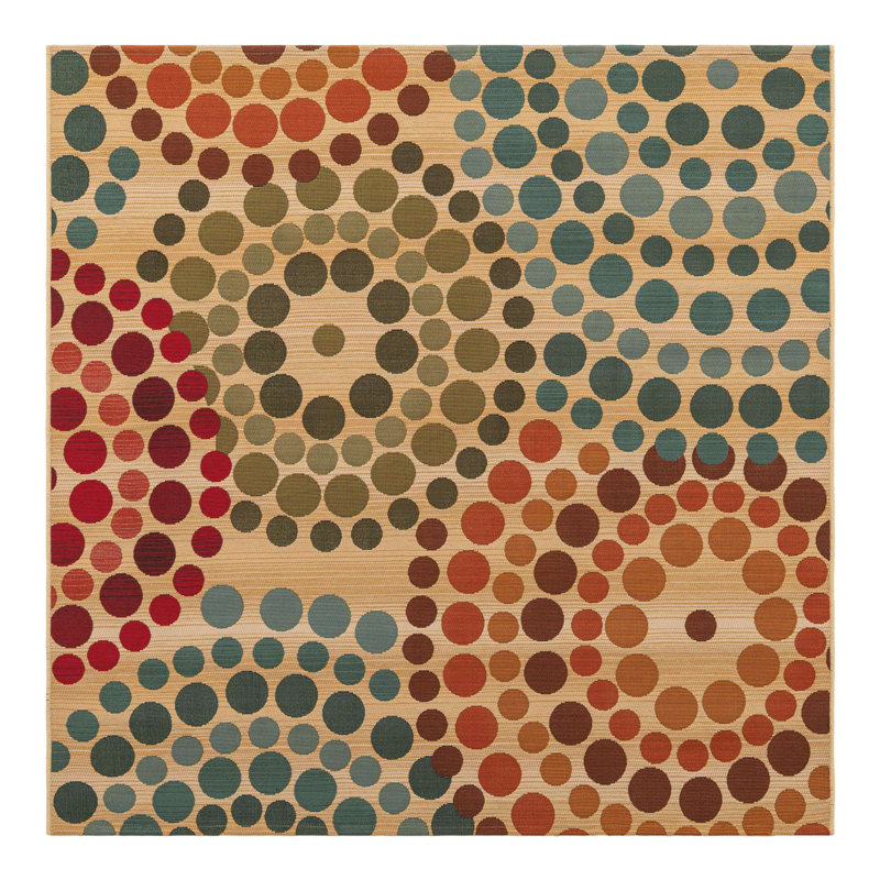 Deweese Washable Geometric Indoor / Outdoor Rug, Square 5'3"