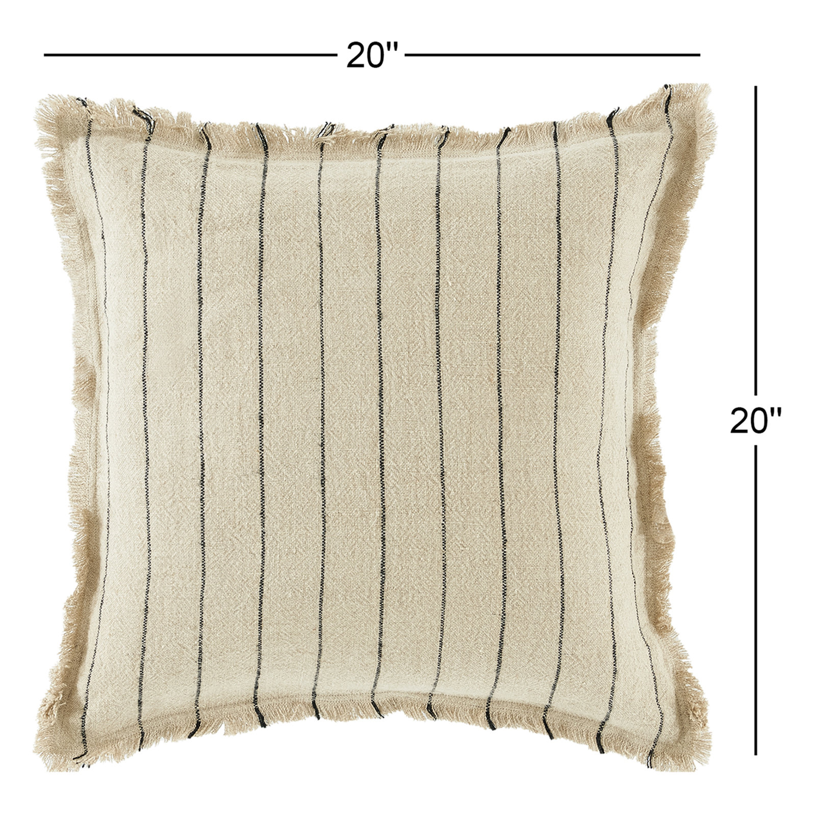 Carmelia 20" W x 20" H Fringed Reversible Linen Pillow Cover & Insert