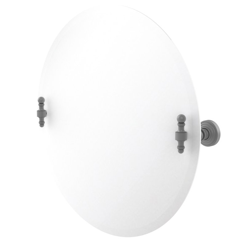 Miroir décoratif rond 22 po Retro Wave, Gris mat