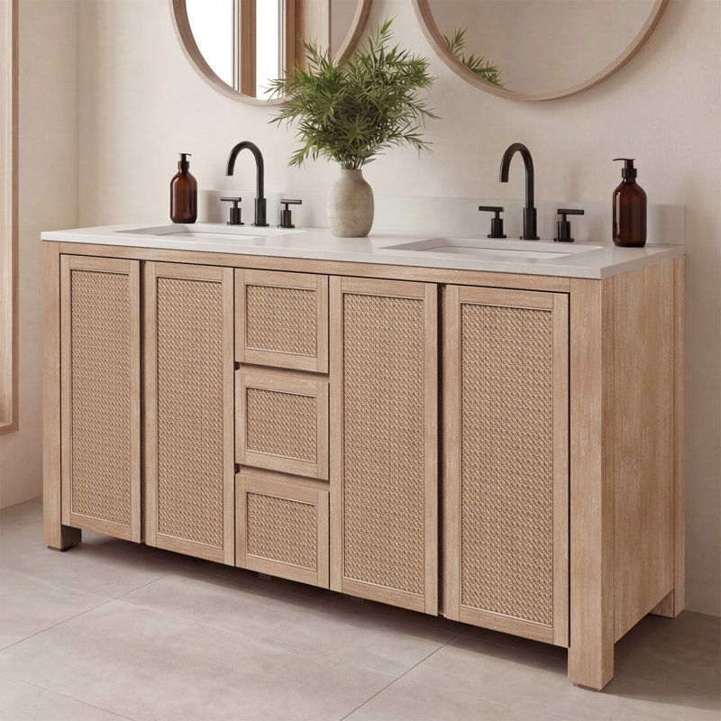 Belmont 72" Freestanding Double Bathroom Vanity With Engineered Marble Top And White Ceramic Basin, 72"