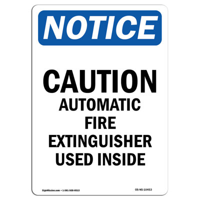Osha - panneau d'extincteur automatique Attention