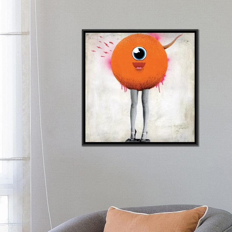 « eye spy », impression sur toile tendue, H 26 po x l 26 po x P 1,5 po, Toile avec cadre noir, Pas de tapis