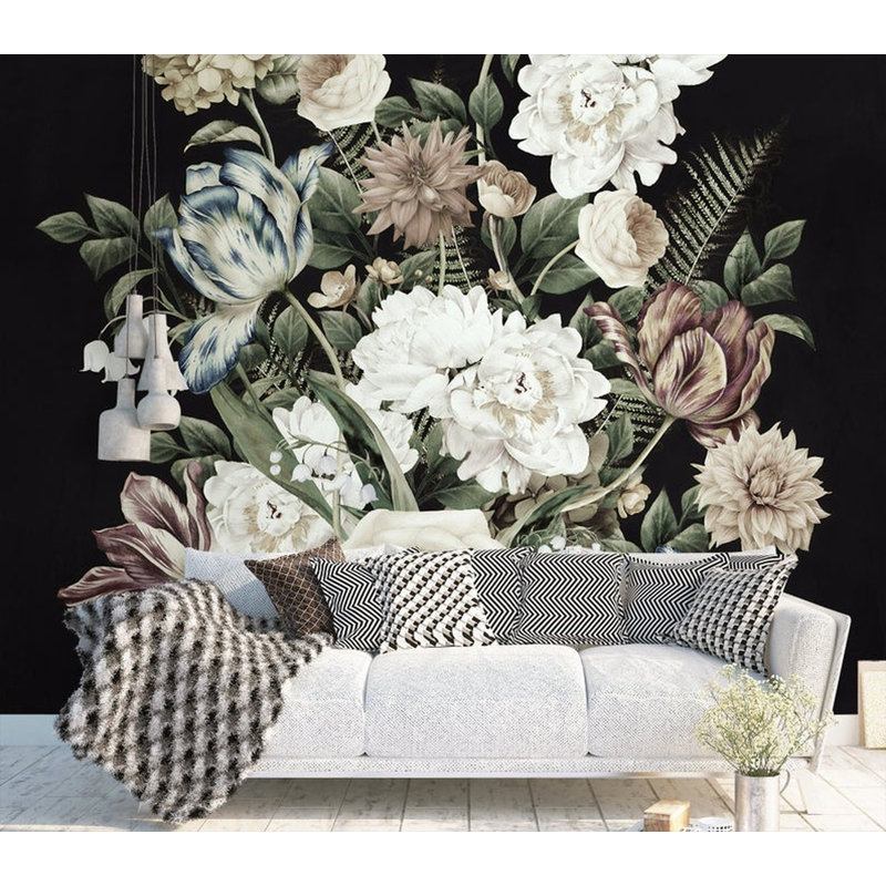 Papier peint amovible floral à fleurs blanches, L 9 po x l 15 po