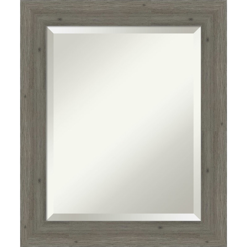 Flat Wall Mirror, 25" H x 21" W, Gray